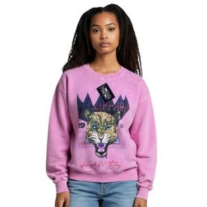 Def Leppard Band Sweatshirt High ’n Dry Pink Rock 1981 Tour Sweater Size L